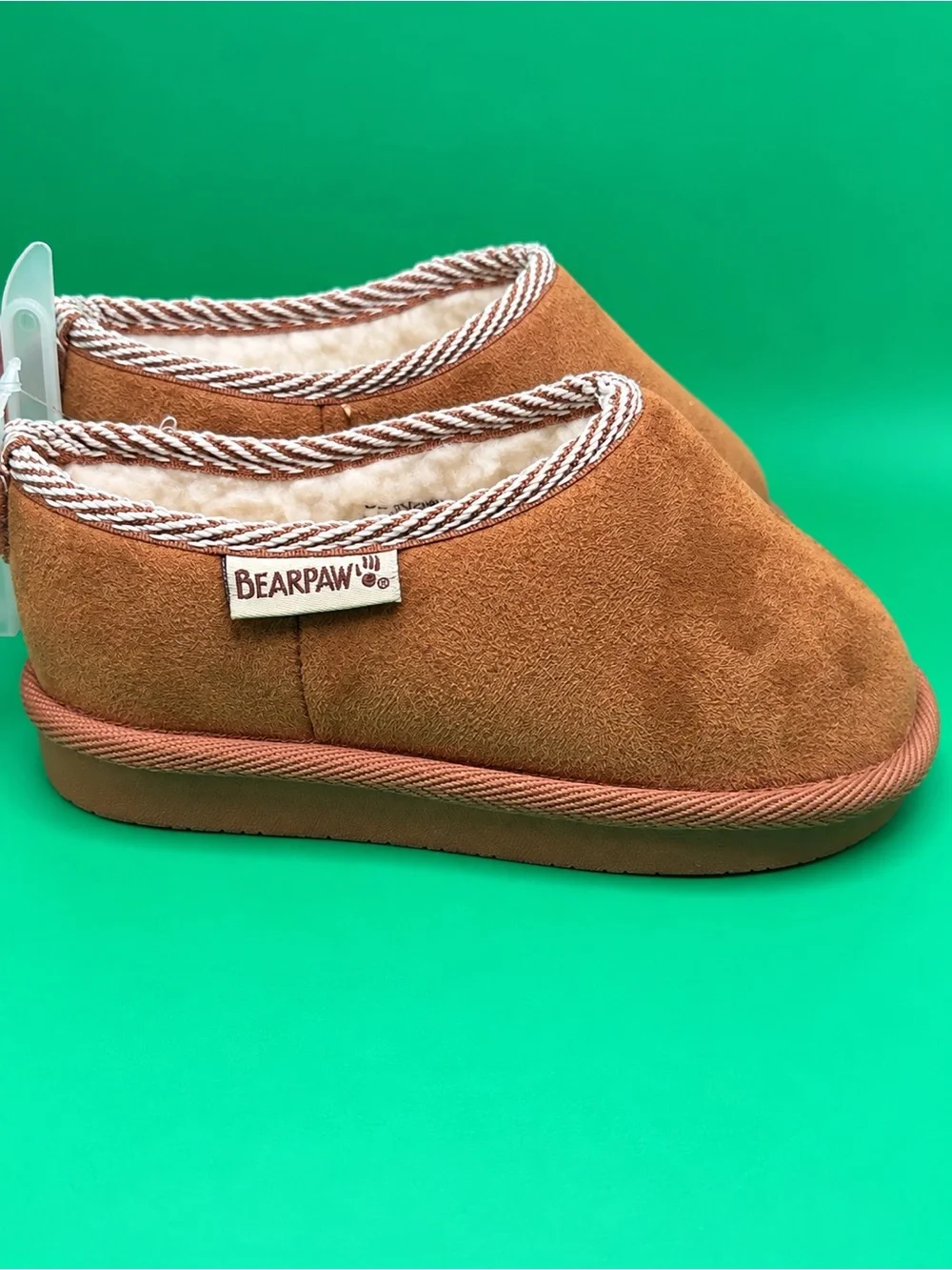 BEARPAW Kids Brown Faux Fur Lined Clog Slippers Size 8 NWT